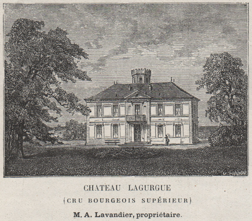 Associate Product MÉDOC. MARGAUX. Chateau Lagurgue (Cru Bourgeois Supérieur). SMALL 1908 print