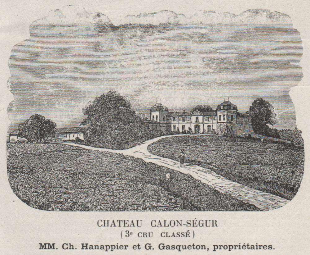 Associate Product MÉDOC. SAINT-ESTÈPHE. Chateau Calon-Ségur (3e Cru Classé). Bordeaux. SMALL 1908