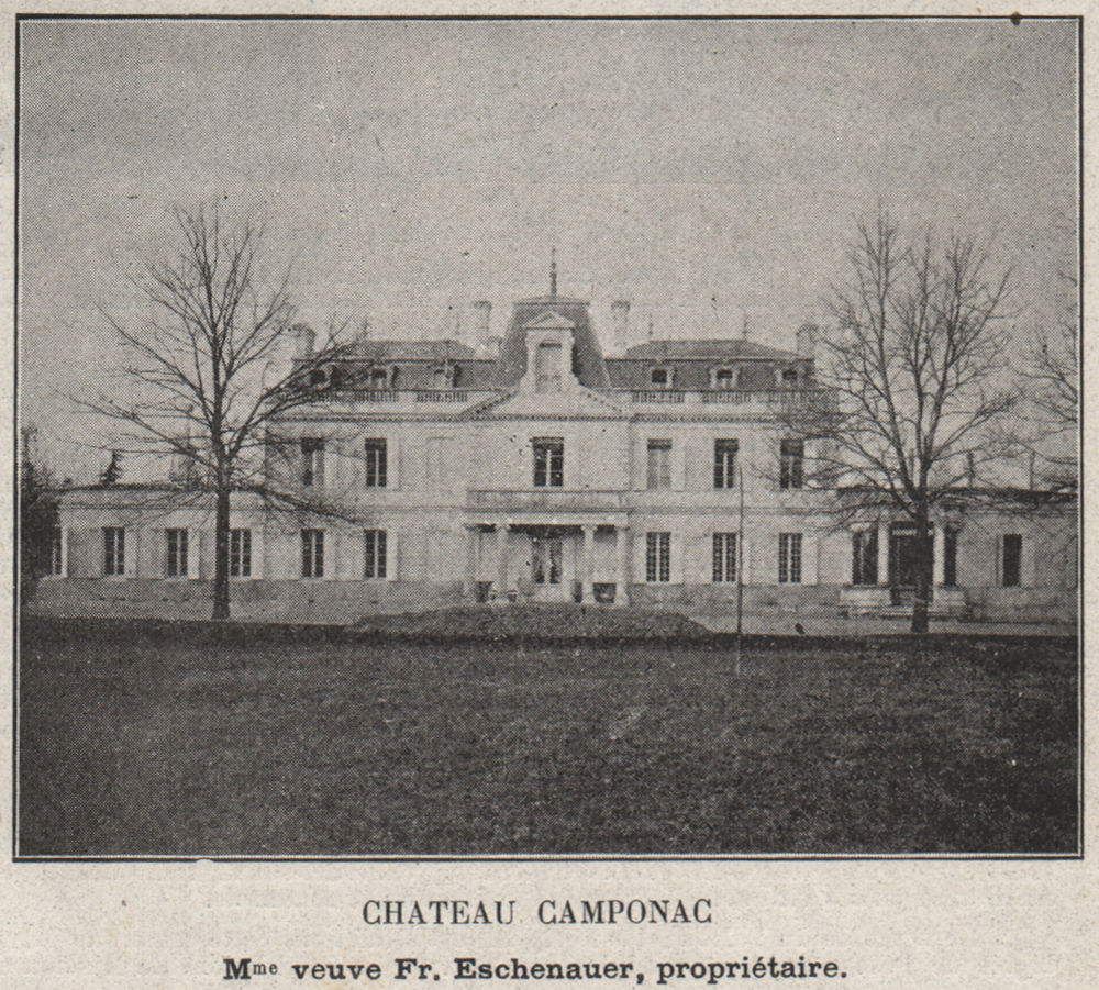 GRAVES. PESSAC. Chateau Camponac. Eschenauer. Bordeaux. SMALL 1908 old print