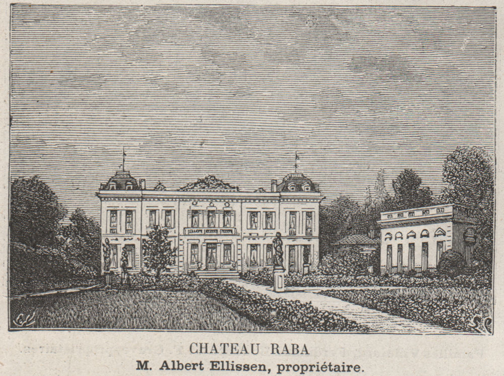 GRAVES. TALENCE. Chateau Raba. Ellissen. Bordeaux. SMALL 1908 old print
