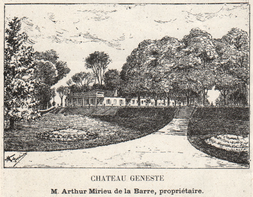 Associate Product GRAVES. VILLENAVE-D'ORNON, GRADIGNAN. Chateau Geneste. Barre. SMALL 1908 print