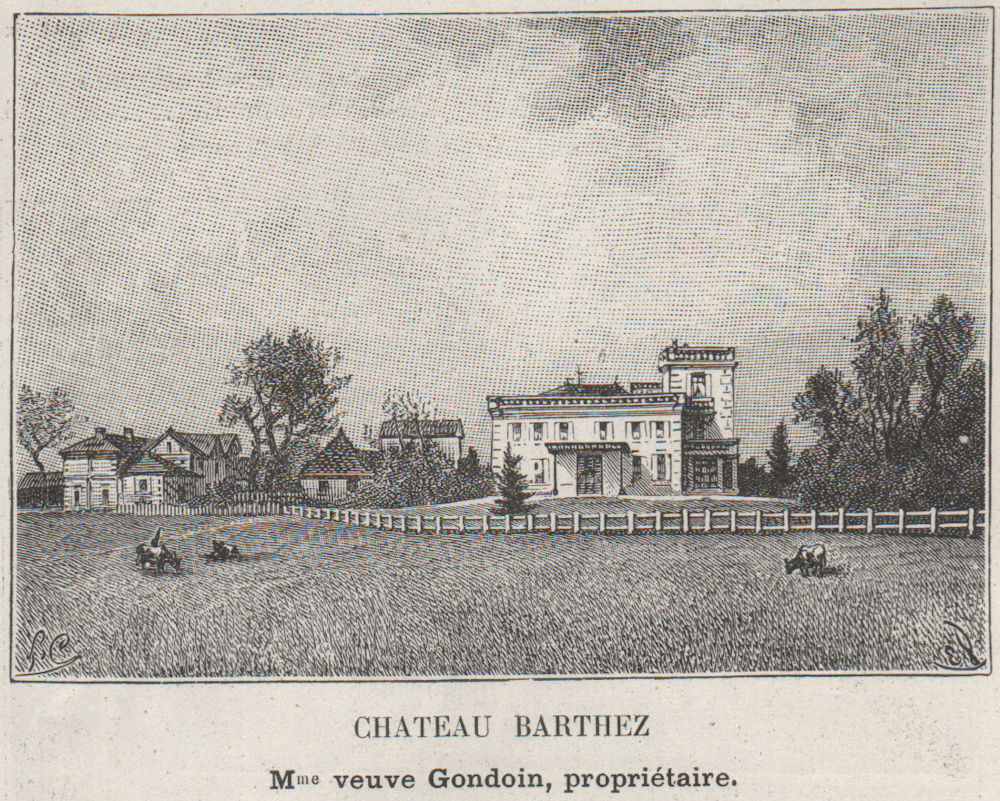 GRAVES. GRADIGNAN. Chateau Barthez. Gondoin. Bordeaux. SMALL 1908 old print