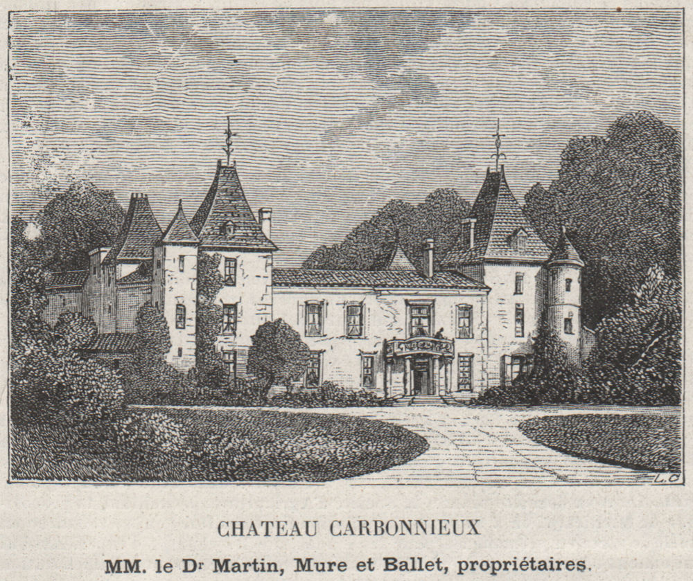Associate Product GRAVES. LÉOGNAN. Chateau Carbonnieux. Martin. Bordeaux. SMALL 1908 old print