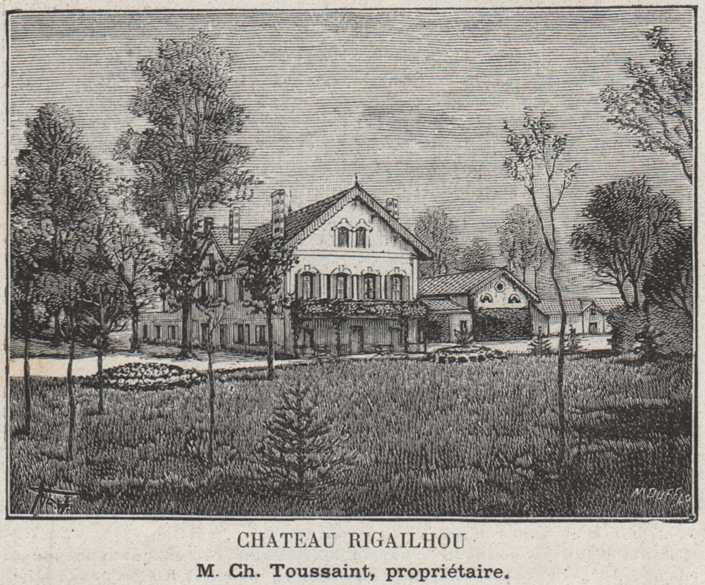 Associate Product GRAVES. LÉOGNAN. Chateau Rigailhou. Toussaint. Bordeaux. SMALL 1908 old print