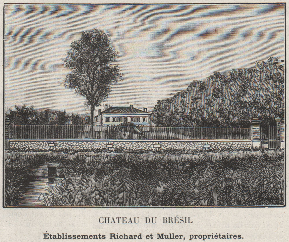 GRAVES. CADAUJAC. Chateau du Brésil. Mullers. Bordeaux. SMALL 1908 old print