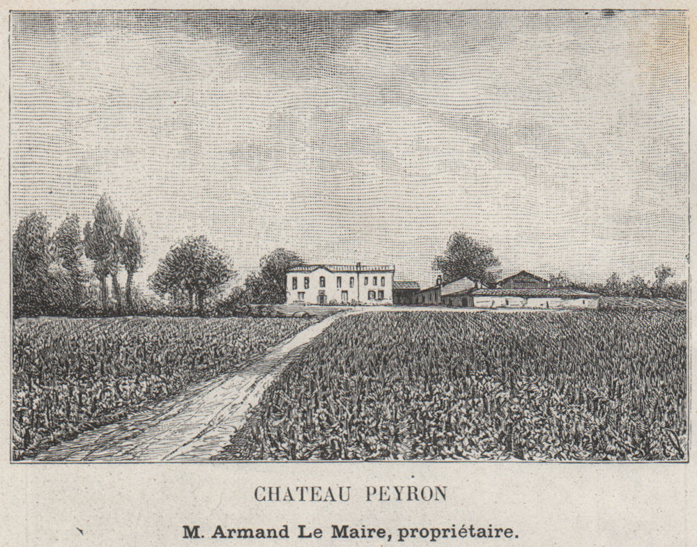 GRANDS VINS BLANCS. FARGUES. Chateau Peyron. Maire. Bordeaux. SMALL 1908 print