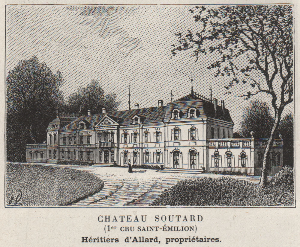 SAINT-ÉMILIONNAIS. Chateau Soutard (1er Cru Saint-Émilion). SMALL 1908 print