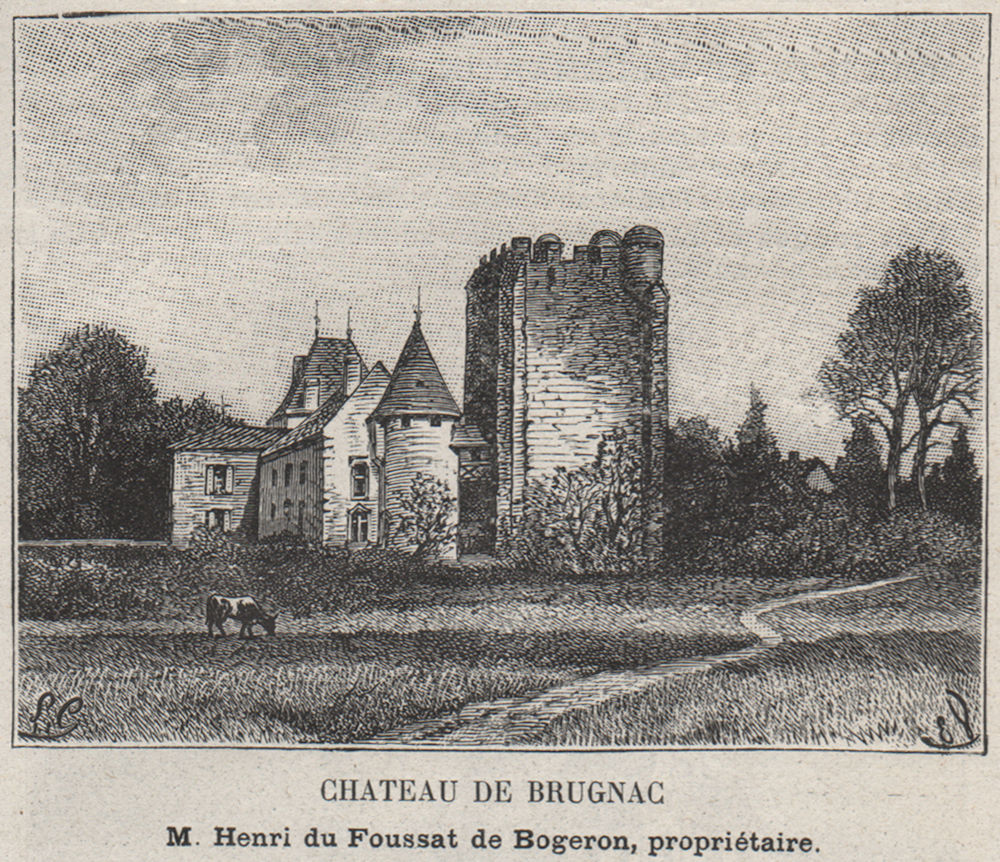 CANTON DE PUJOLS. BOSSUGAN, CIVRAC. Chateau de Brugnac. Bogeron. SMALL 1908