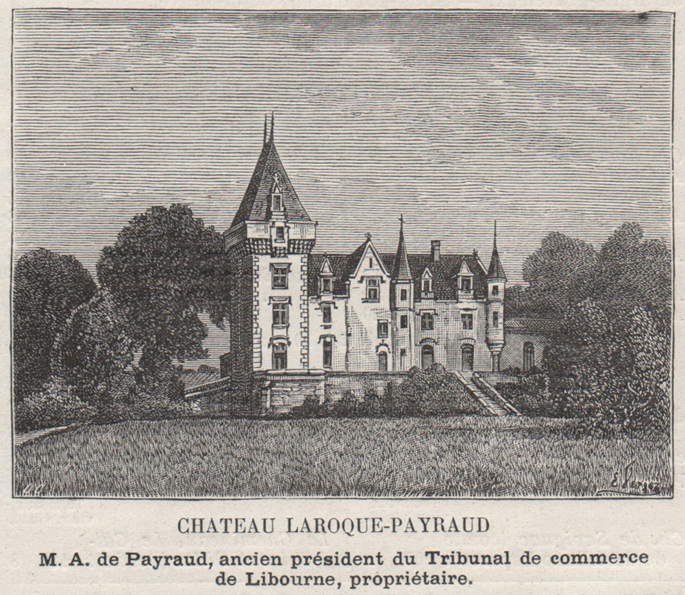 Associate Product CANTON DE GUITRES. BONZAC. Chateau Laroque-Payraud. Libourne. SMALL 1908 print