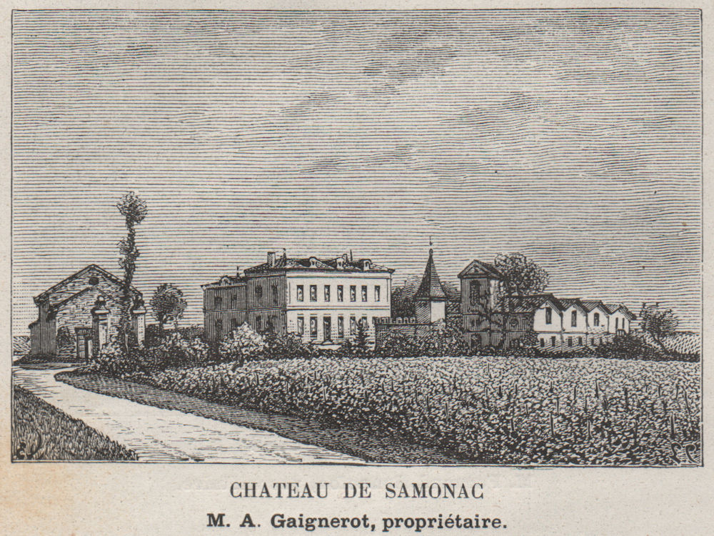 Associate Product BOURGEAIS. SAMONAC. Chateau de Samonac. Gaignerot. Bordeaux. SMALL 1908 print