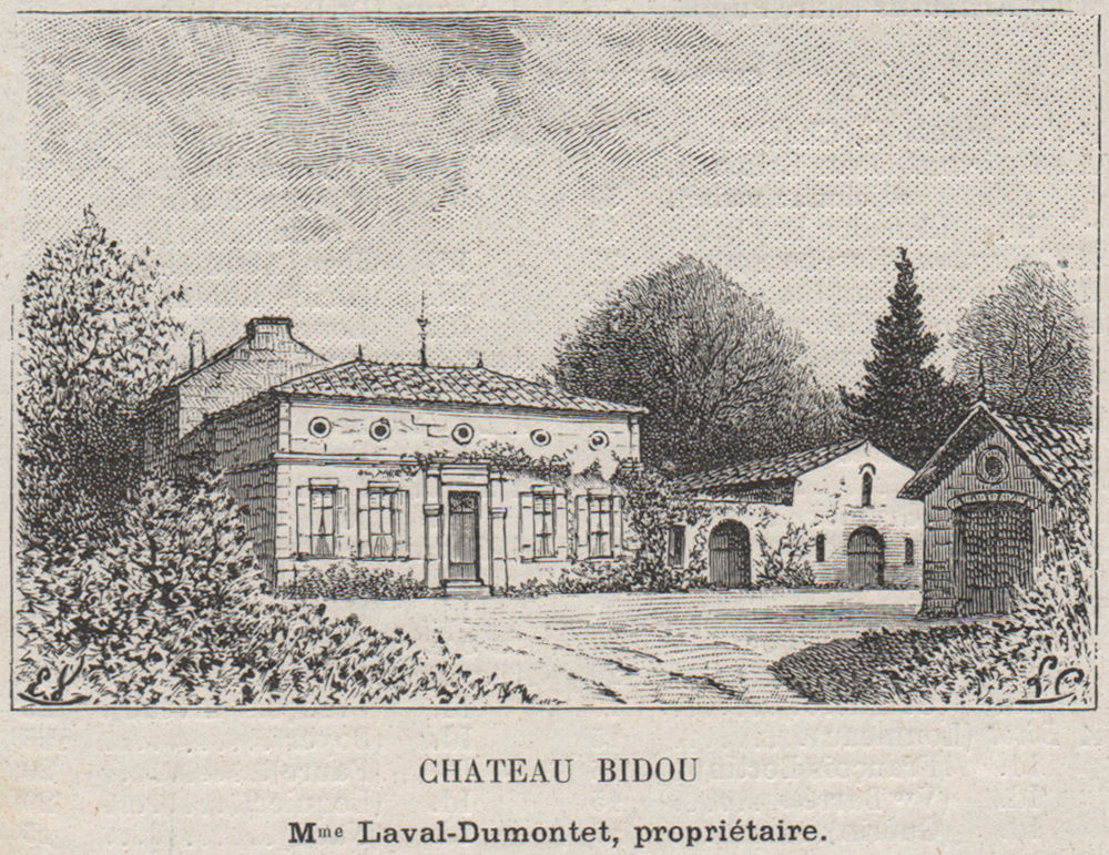 Associate Product BOURGEAIS. VILLENEUVE. Chateau Bidou. Laval-Dumontet. Bordeaux. SMALL 1908