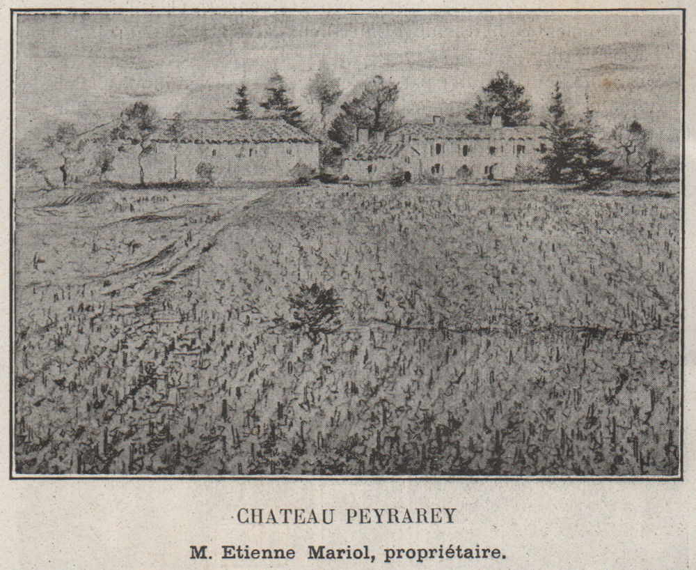 Associate Product ENTRE-DEUX-MERS. YVRAC. Chateau Peyrarey. Mariol. Bordeaux. SMALL 1908 print