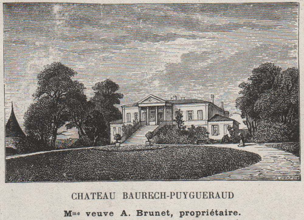 ENTRE-DEUX-MERS. BAURECH. Chateau Baurech-Puygueraud. Brunet. SMALL 1908 print