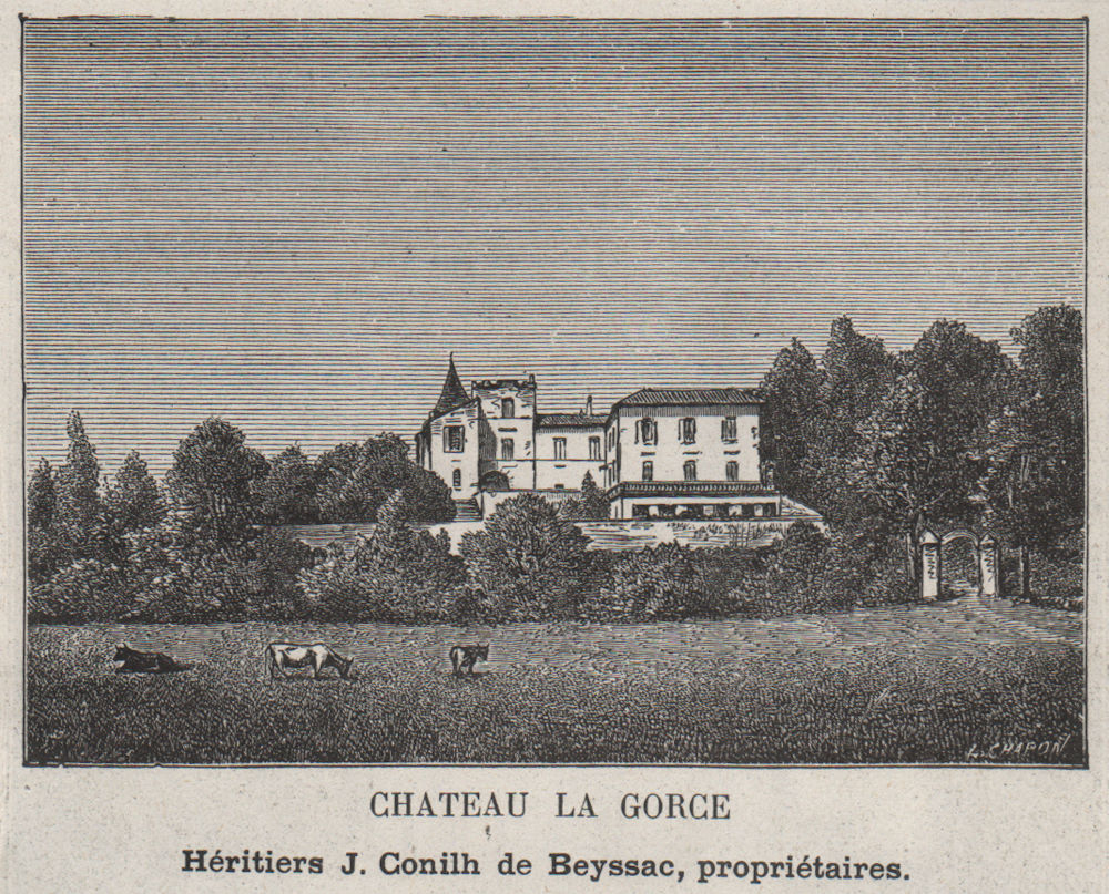 ENTRE-DEUX-MERS. HAUX. Chateau la Gorce. Beyssac. Bordeaux. SMALL 1908 print