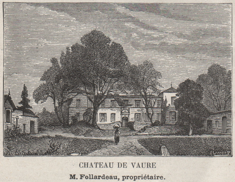 Associate Product ENTRE-DEUX-MERS. LE PUCH, RUCH. Chateau de Vaure. Follardeau. SMALL 1908 print