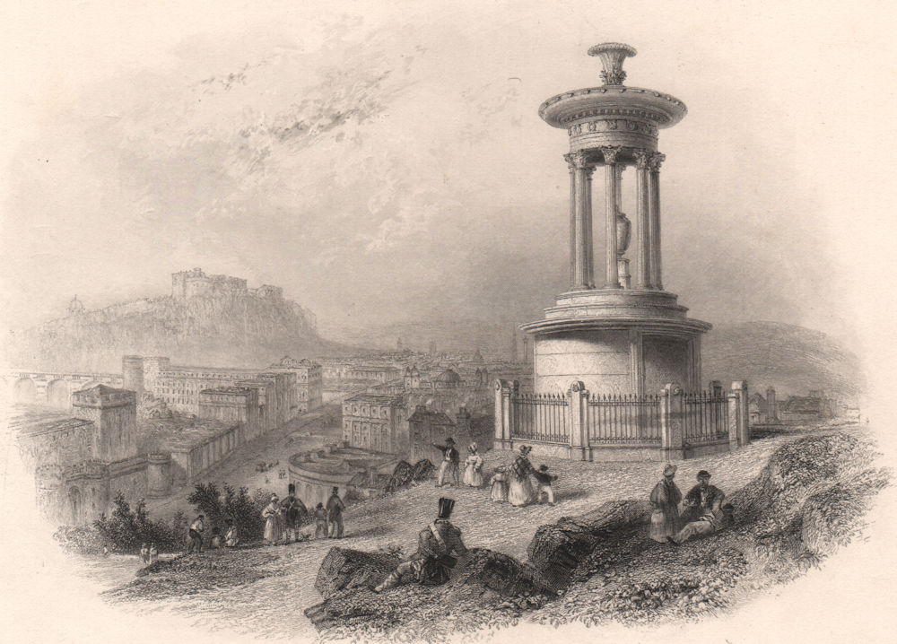 Edinburgh from the Calton Hill. Scotland. BARTLETT 1838 old antique print