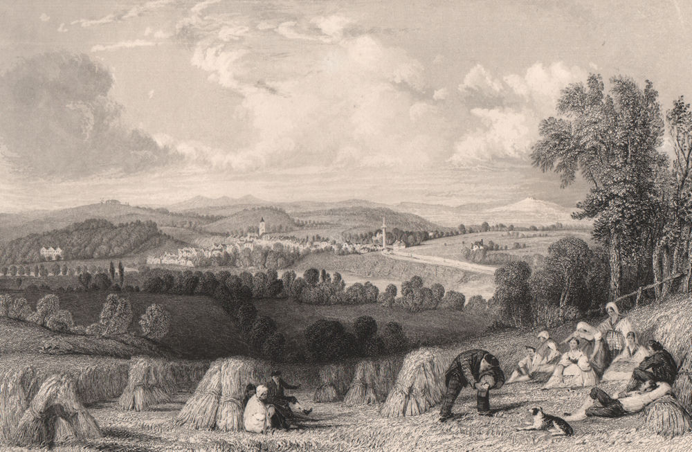 Associate Product Coldstream, from the English side. Berwickshire. Scotland. ALLOM 1838 print