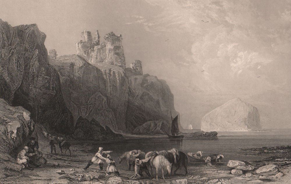 Tantallon Castle. East-Lothian. Scotland. ALLOM 1838 old antique print picture