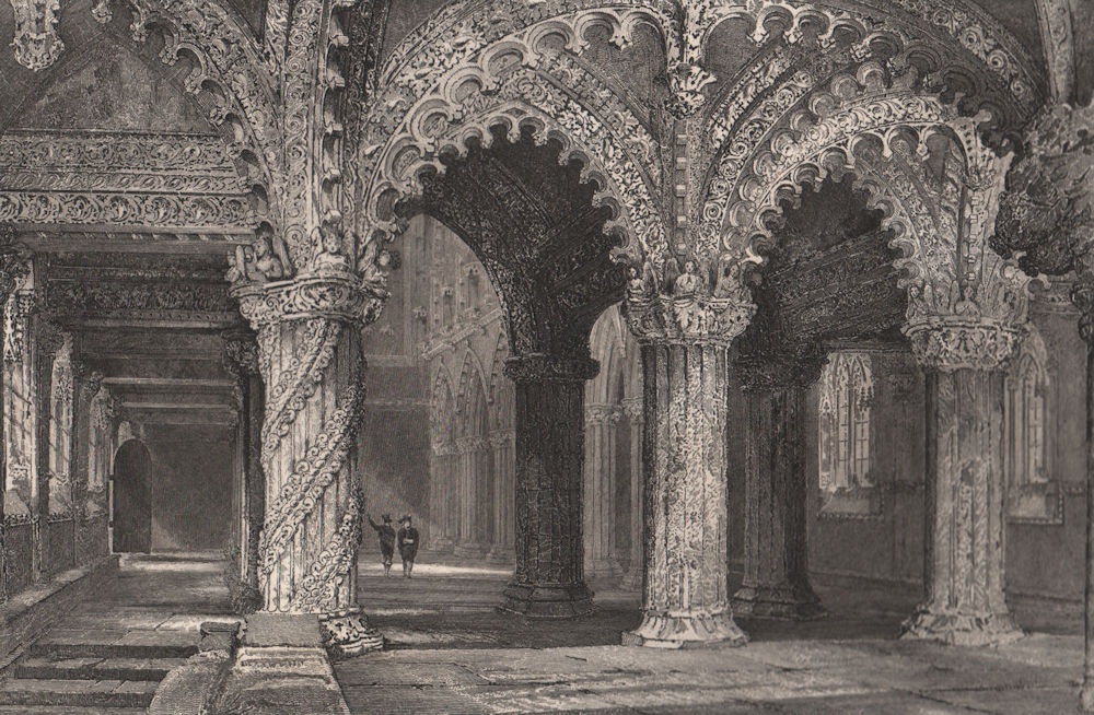 Interior of Rosslyn Chapel. Mid-Lothian. Scotland. ALLOM 1838 old print