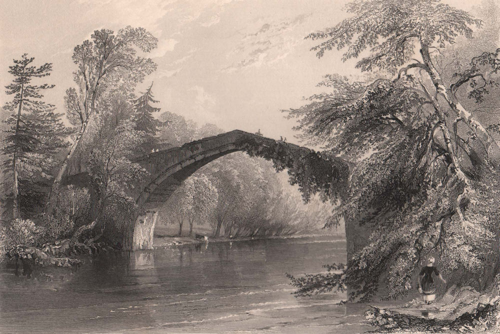 Bridge of Doon. Brig o'Doon. Scotland. BARTLETT 1838 old antique print picture