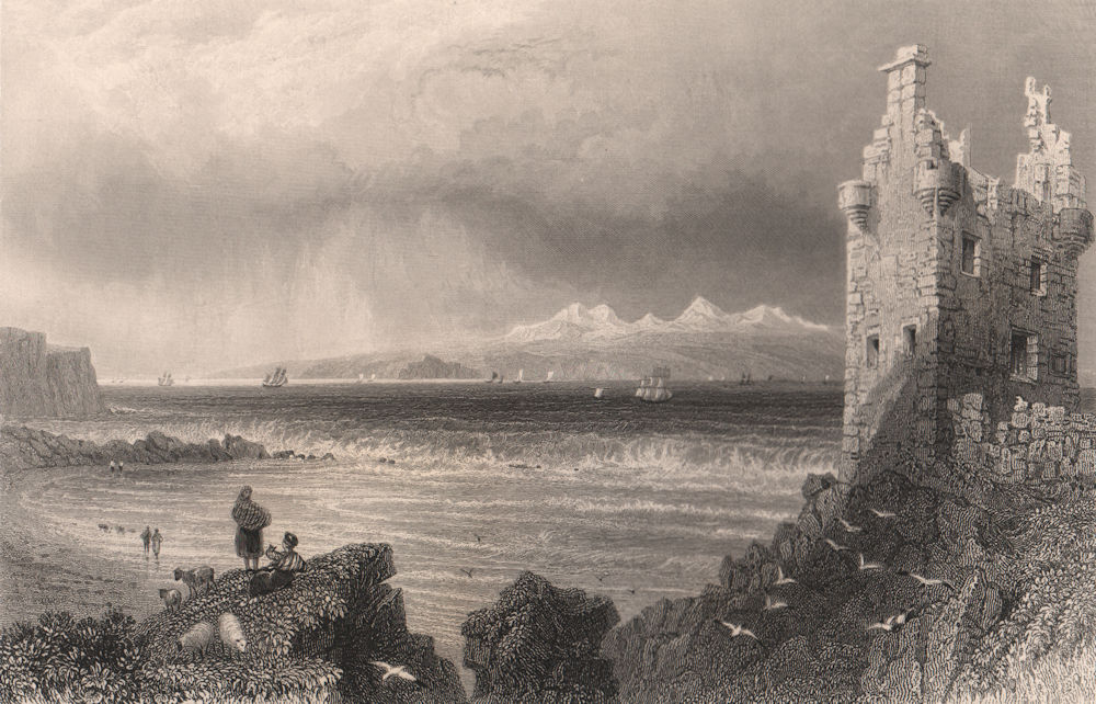 Associate Product Isle of Arran from Greenan Castle. Ayrshire. Scotland. BARTLETT 1838 old print