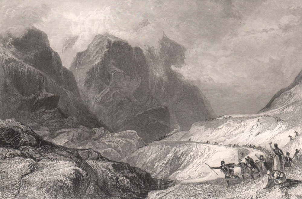 The eastern pass of Glencoe. Argyllshire. Scotland. ALLOM 1838 old print