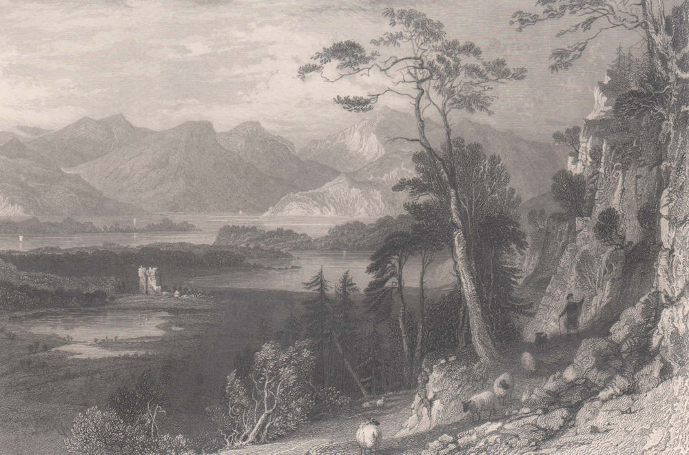 Loch Creran, with Bercaldine Castle. Argyllshire. Scotland. ALLOM 1838 print