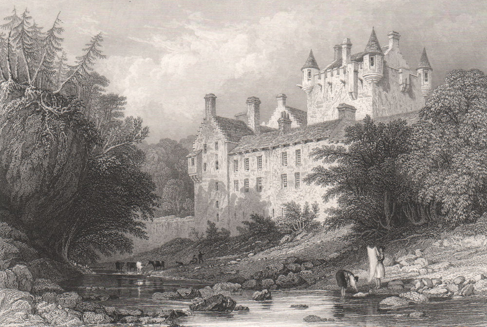 Cawdor Castle. Nairnshire. Scotland. ALLOM 1838 old antique print picture