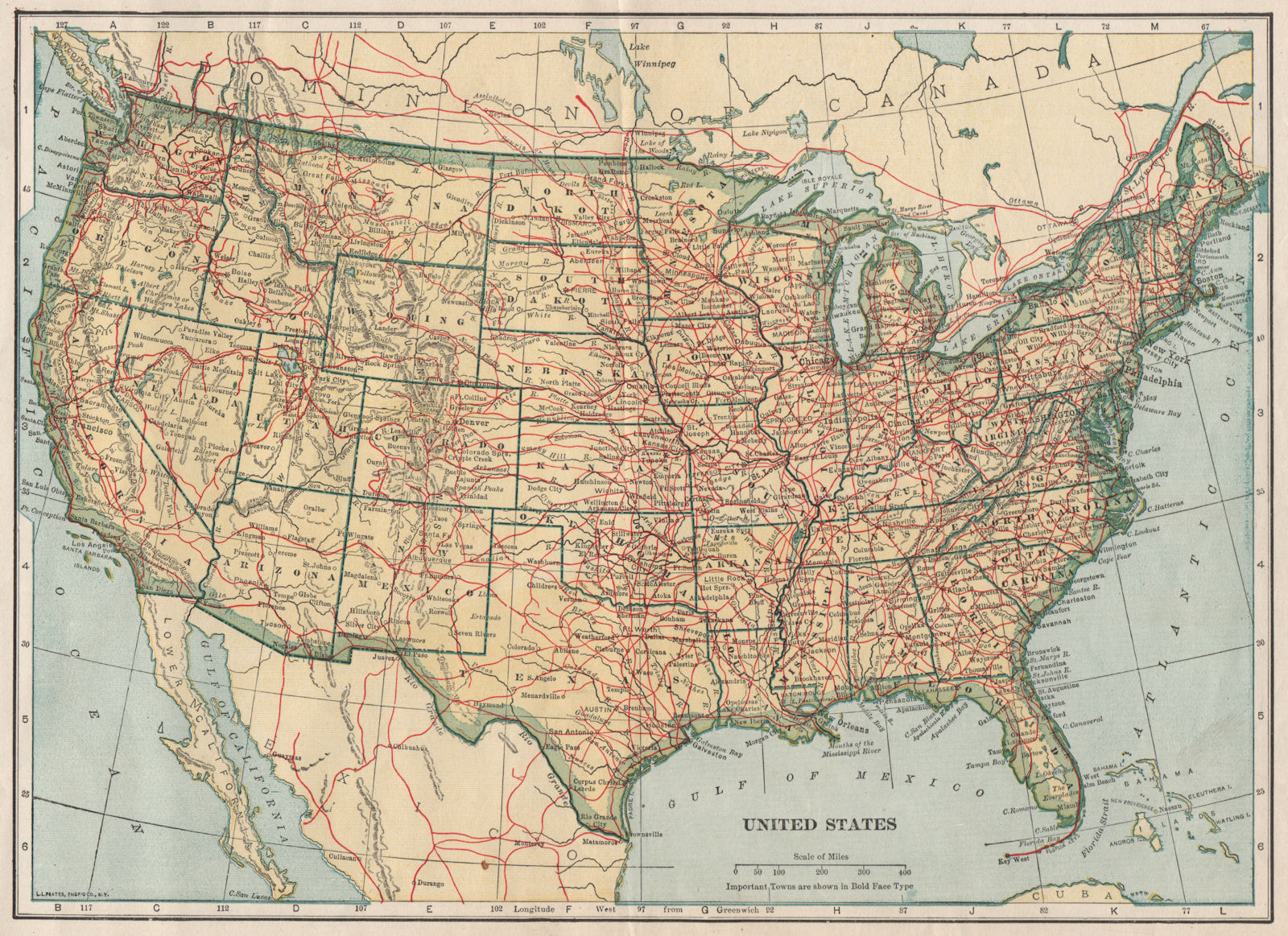 Associate Product USA. United States showing Highways . POATES 1925 old vintage map plan chart