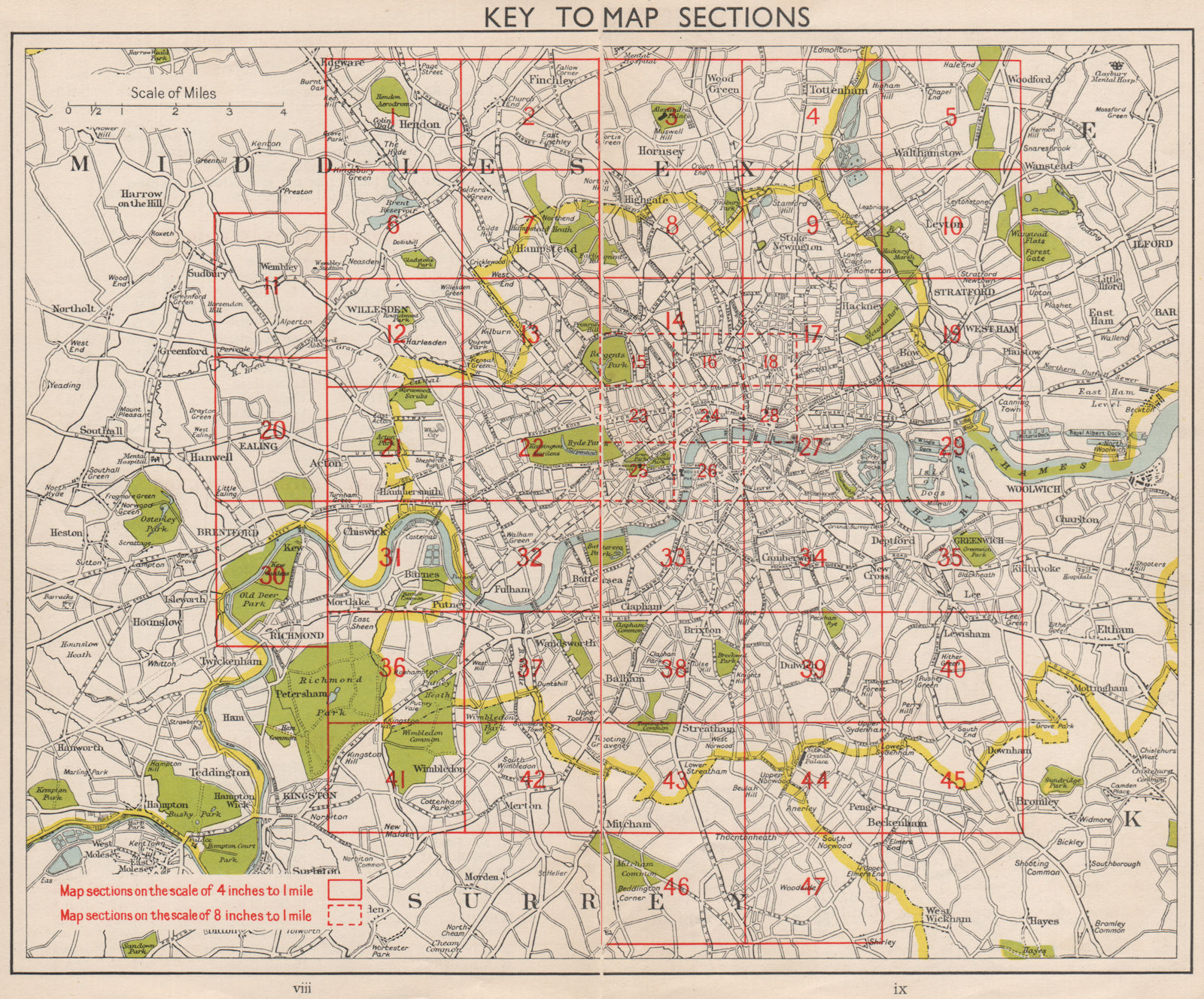 Associate Product LONDON. Index map. Roads. BACON 1959 old vintage plan chart