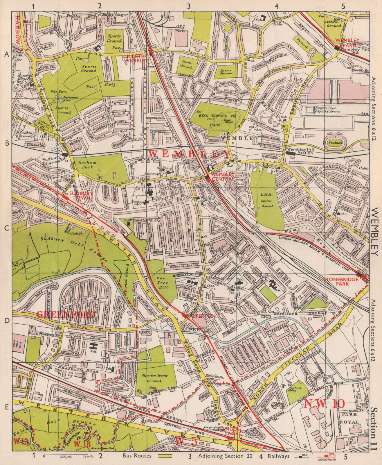 Associate Product NW LONDON. Wembley Sudbury Alperton Park Royal Hanger Lane. BACON 1959 old map