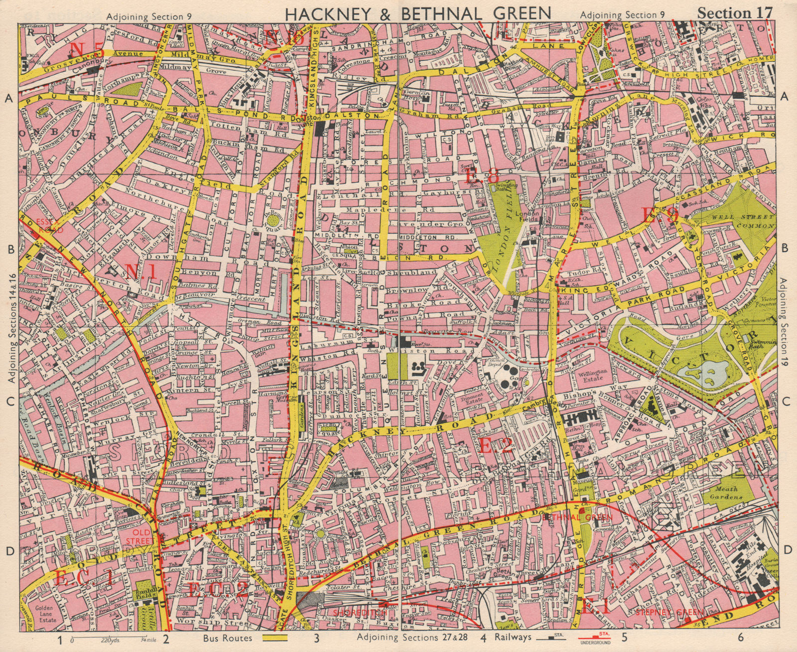 NE LONDON. Hackney Bethnal Green Shoreditch Hoxton Canonbury. BACON 1963 map
