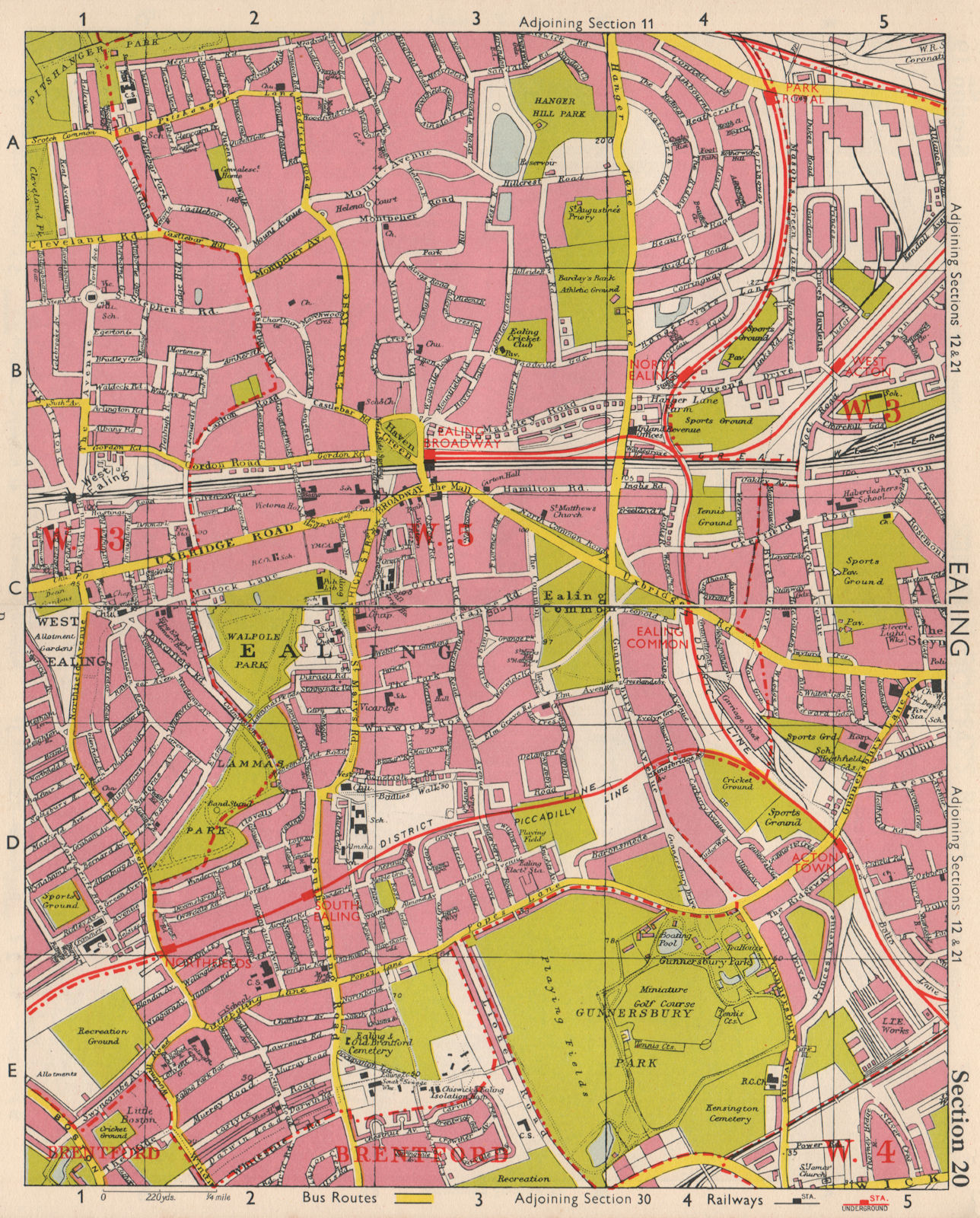 W LONDON. Ealing Park Royal West Acton Town Gunnersbury Park. BACON 1963 map