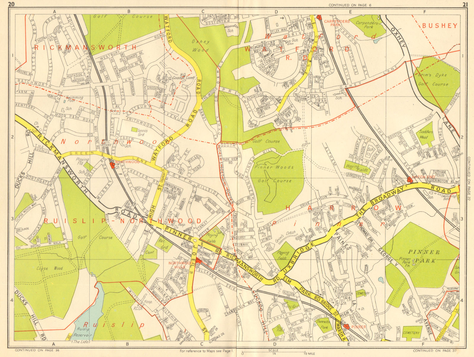 Associate Product NORTHWOOD PINNER Watford Hatch End Carpenders Park. GEOGRAPHERS' A-Z 1956 map
