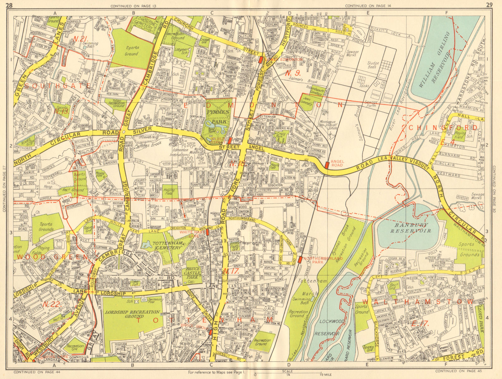 Associate Product TOTTENHAM EDMONTON Walthamstow Wood Green Bruce Grove. GEOGRAPHERS' A-Z 1956 map