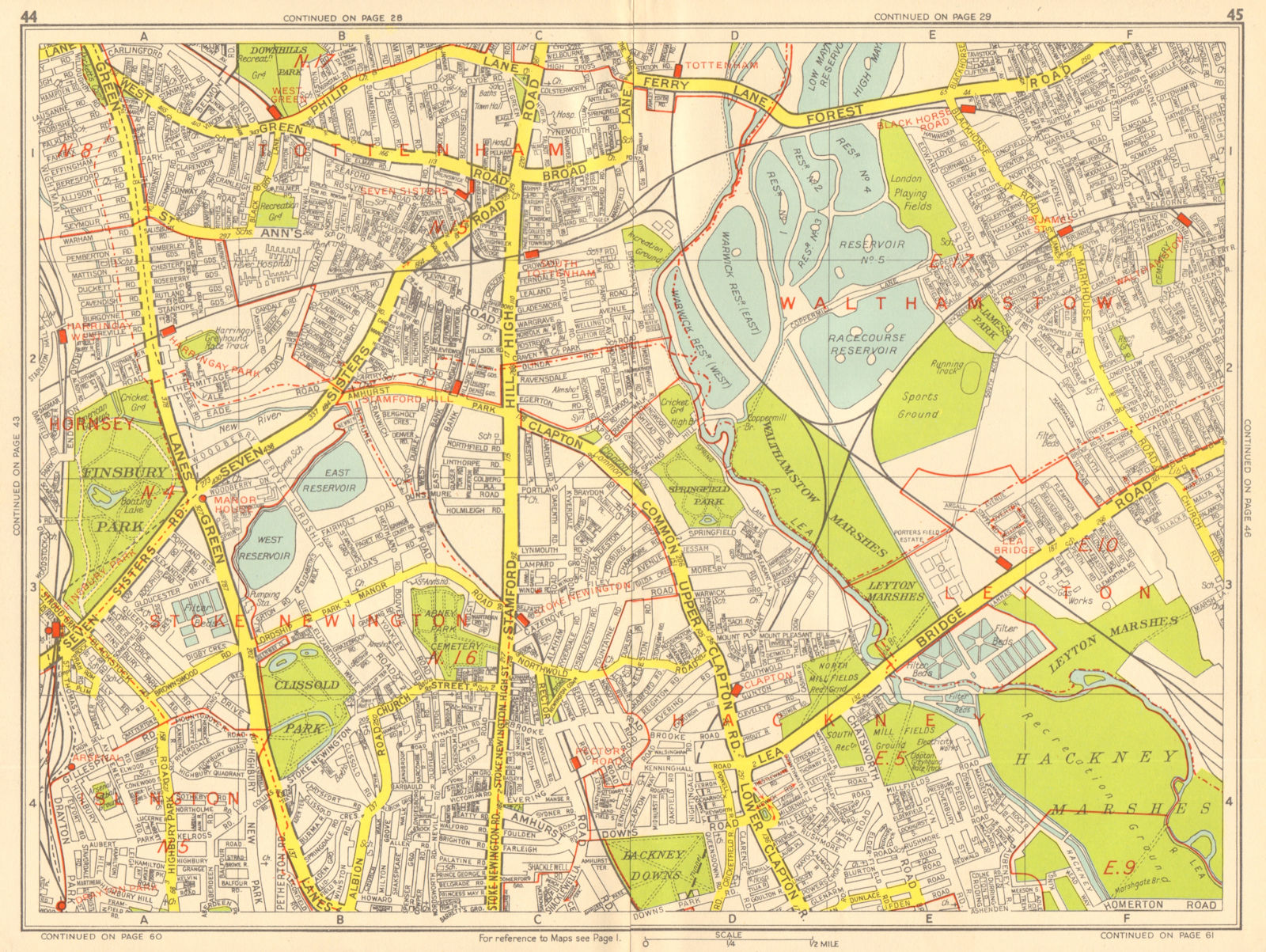 Associate Product STOKE NEWINGTON Walthamstow Tottenham Finsbury Park. GEOGRAPHERS' A-Z 1959 map