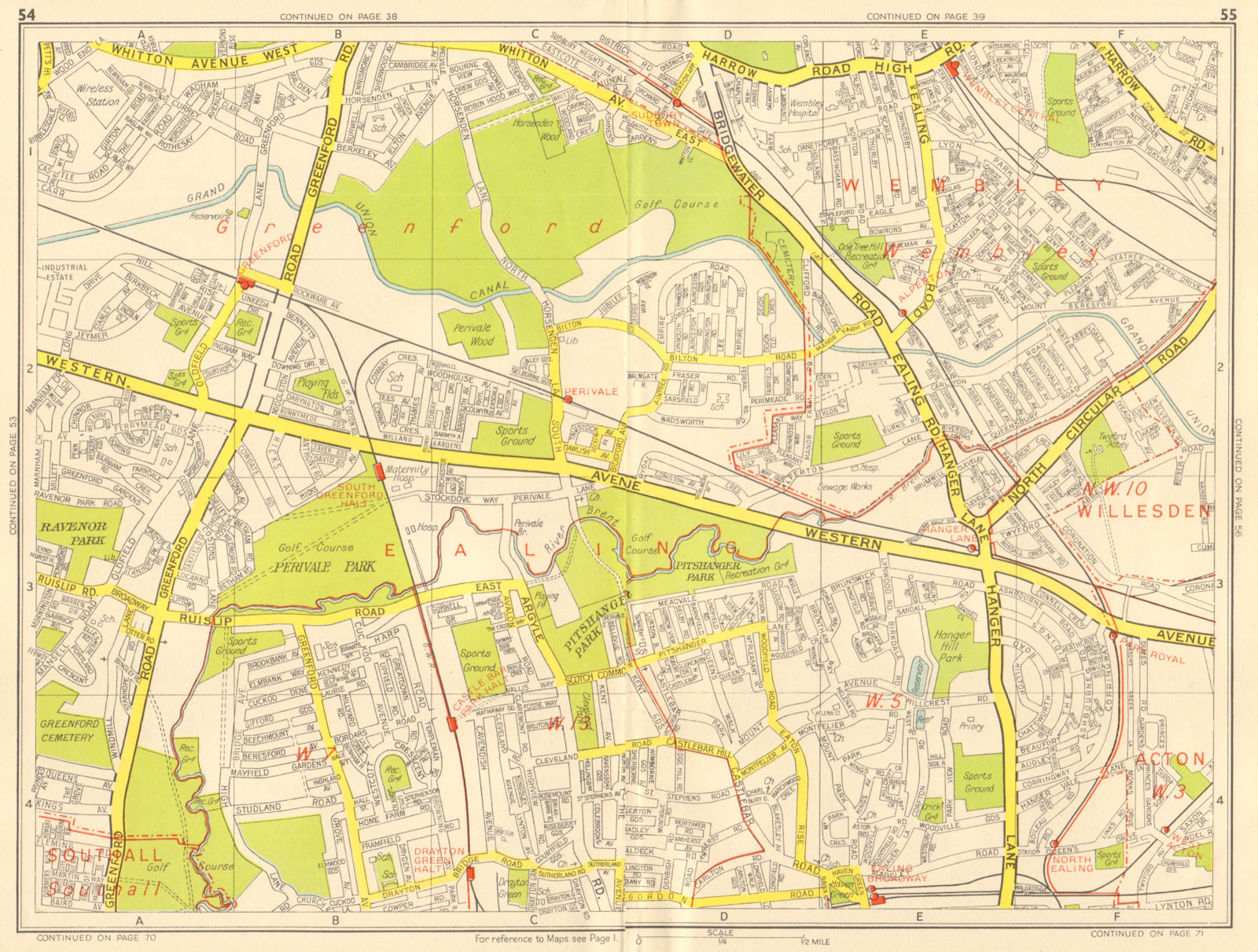 Associate Product EALING Wembley Greenford Perivale Sudbury Castle Bar. GEOGRAPHERS' A-Z 1959 map