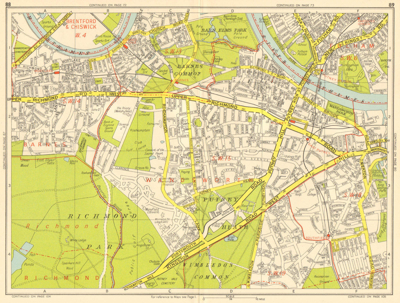 Associate Product PUTNEY Wandsworth Barnes Mortlake Parsons Green. GEOGRAPHERS' A-Z 1956 old map