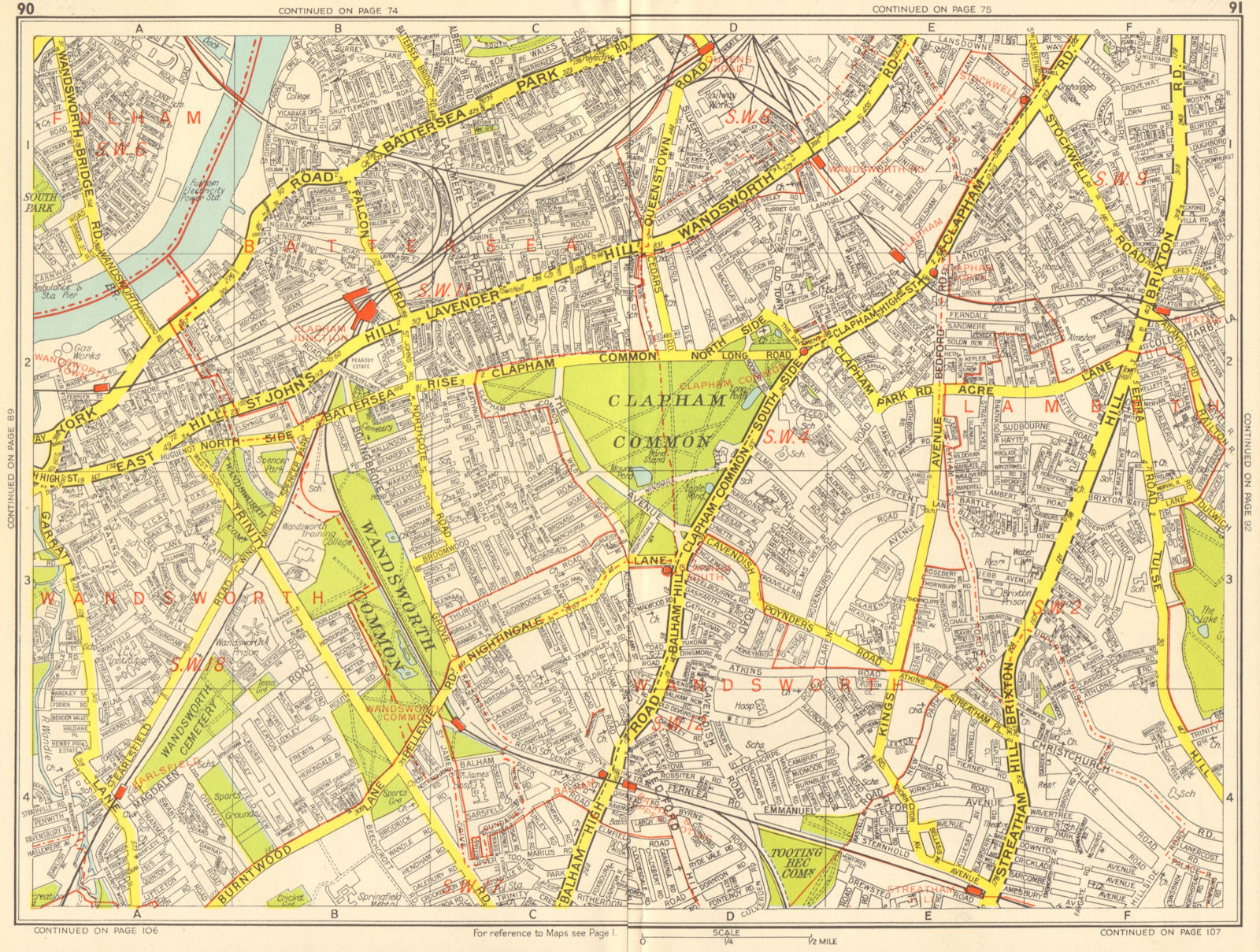 Associate Product CLAPHAM BATTERSEA Brixton Stockwell Wandsworth Balham. GEOGRAPHERS' A-Z 1959 map