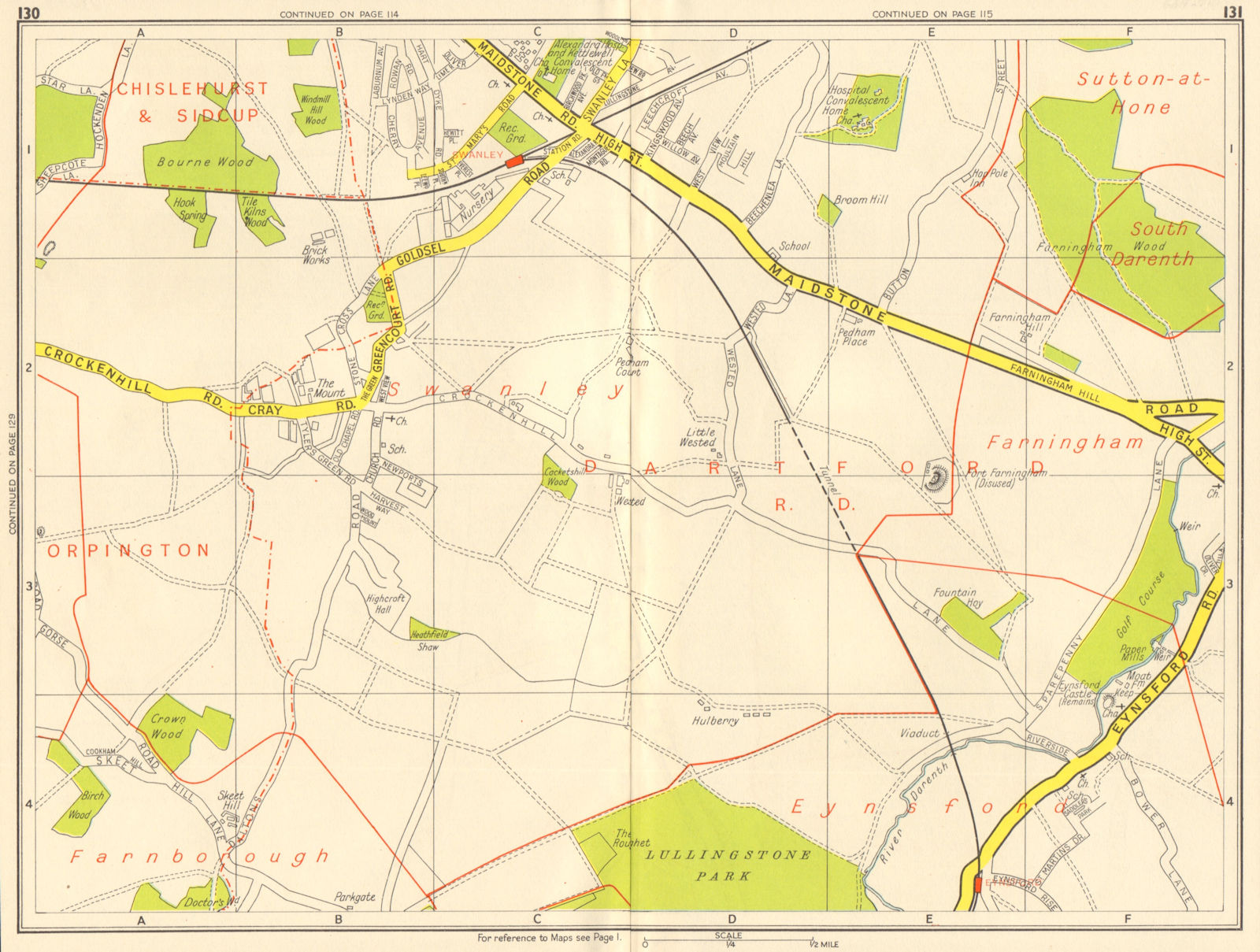 Associate Product LONDON SE Eynsford Swanley Farningham. GEOGRAPHERS' A-Z 1956 old vintage map