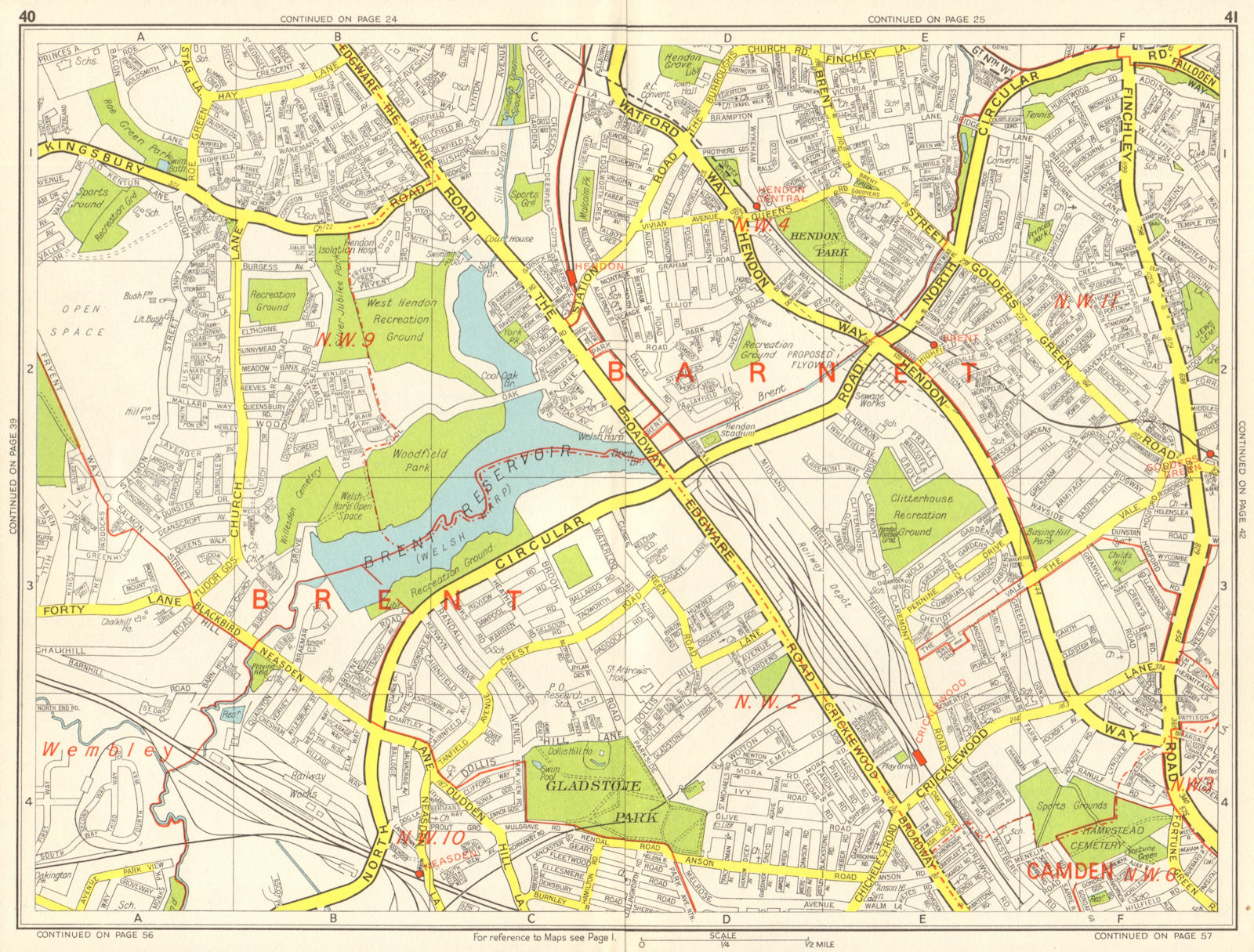 Associate Product BRENT HENDON Cricklewood Neasden Golders Green. GEOGRAPHERS' A-Z 1964 map