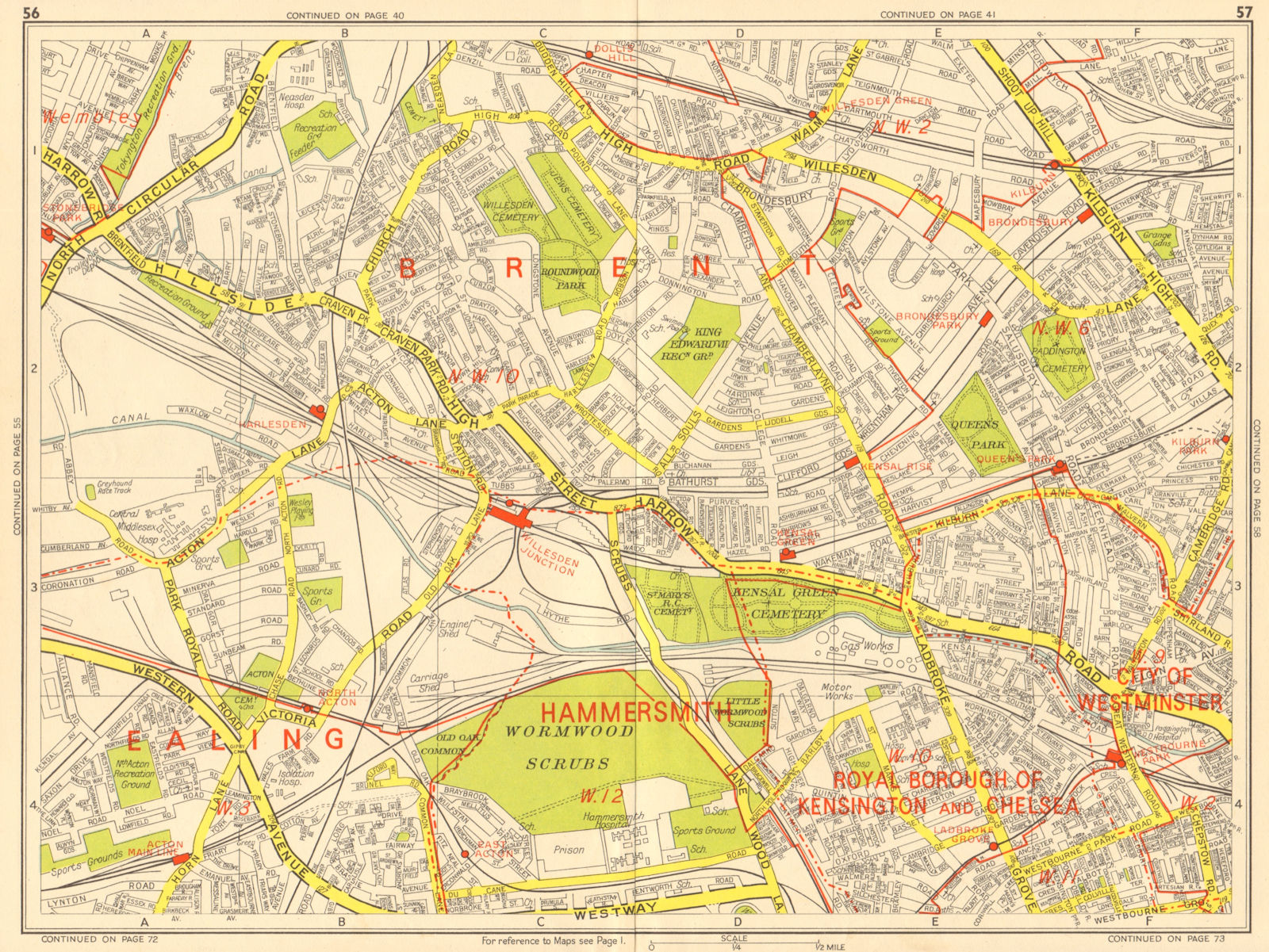 Associate Product LONDON NW Acton Willesden Queens Park North Kensington. GEOGRAPHERS A-Z 1964 map
