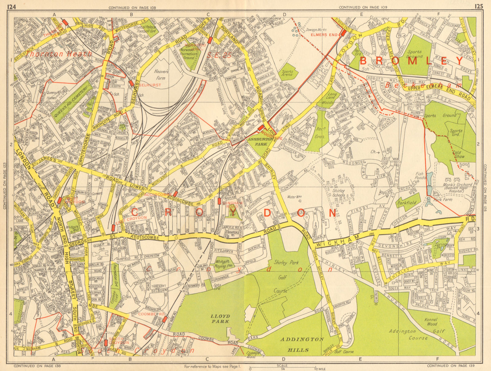 CROYDON Addiscombe Norwood Selhurst Woodside. GEOGRAPHERS' A-Z 1964 old map