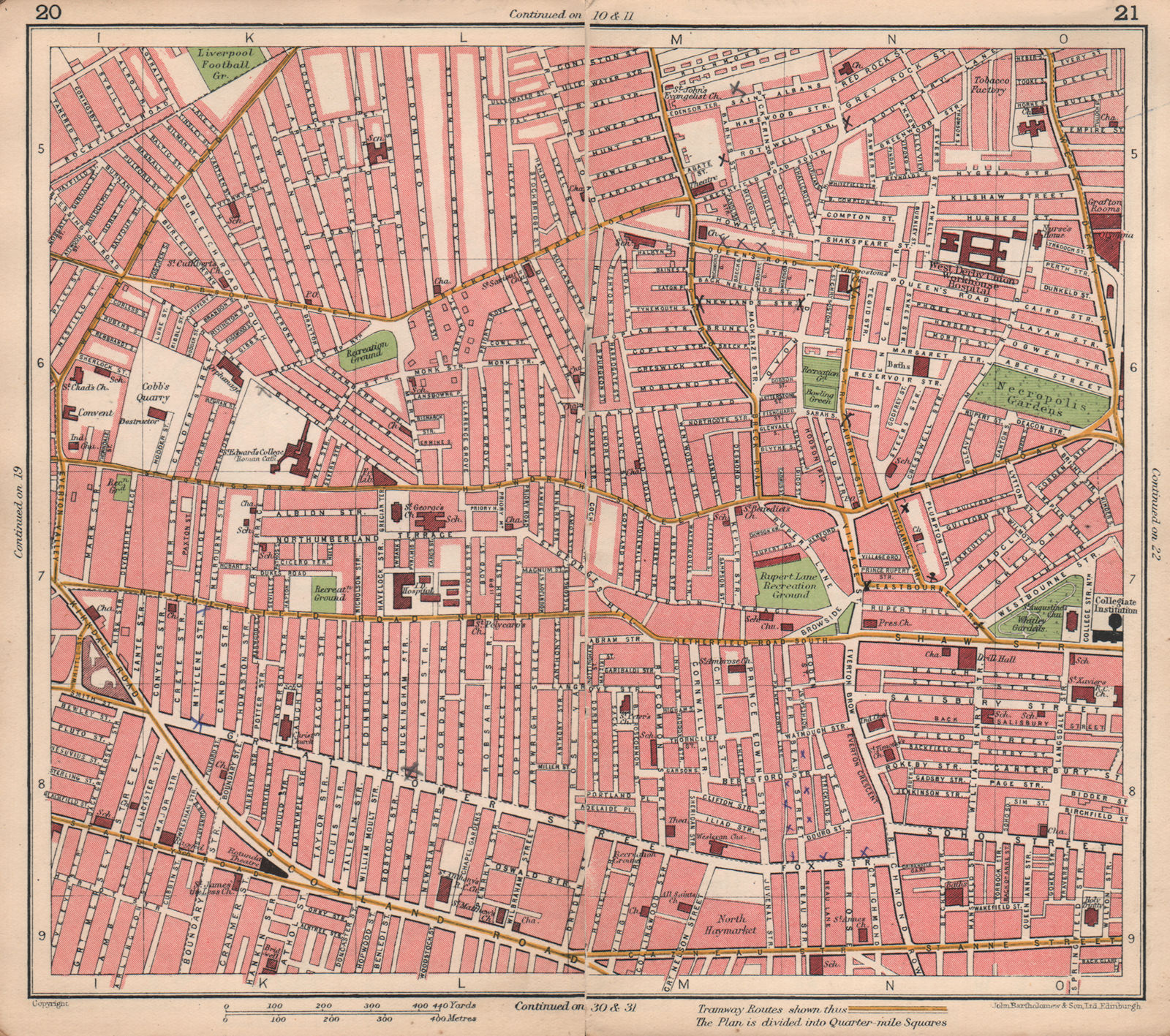 LIVERPOOL. Everton Vauxhall Grant Gardens 1928 old vintage map plan chart