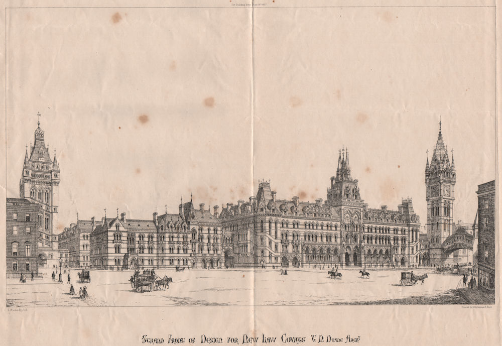 Strand front of design for New Law Courts; T.N. Deane, Architect. London 1867