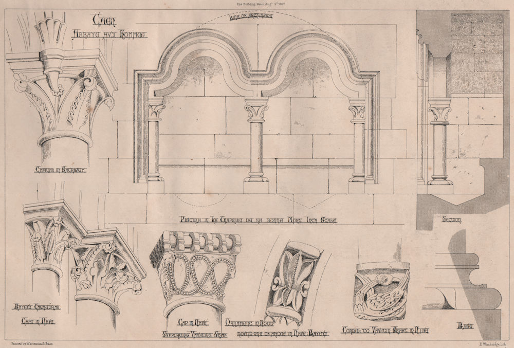 Associate Product Caen; Abbaye aux Hommes. Calvados 1867 old antique vintage print picture