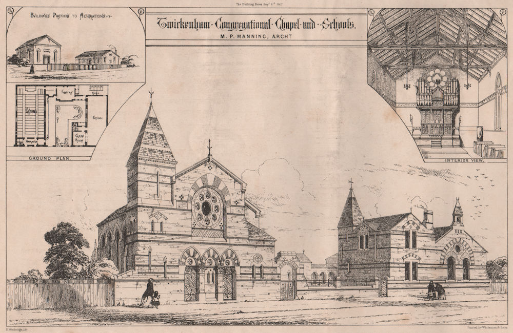 Associate Product Twickenham Congregational Chapel & Schools; M.P. Manning, Archt. London 1867