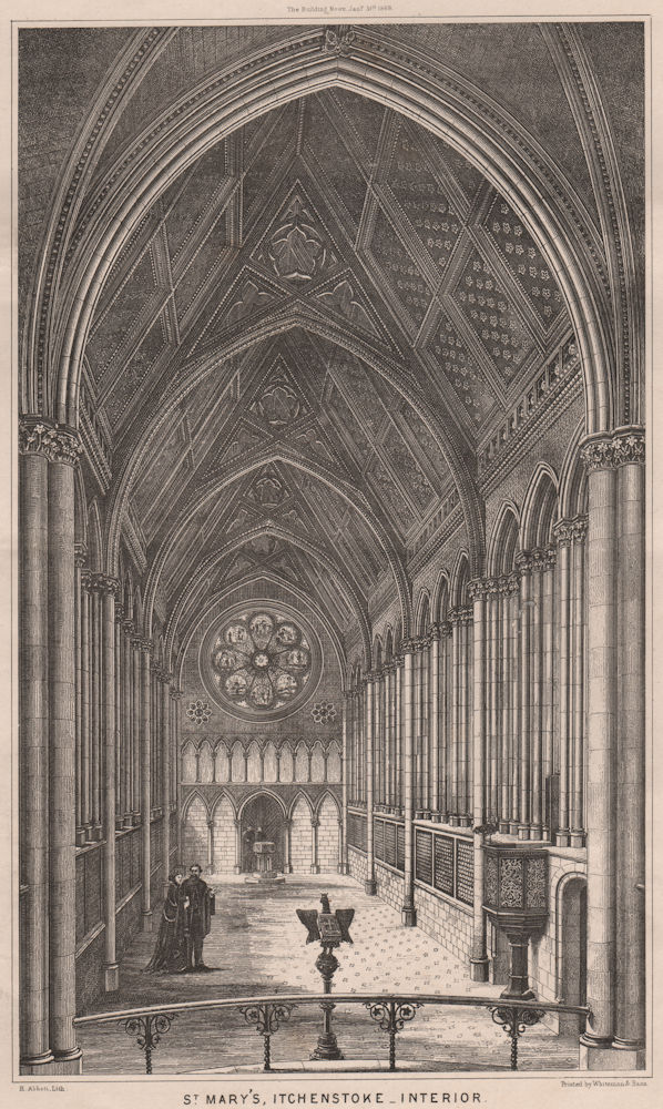 St. Mary's, Itchenstoke - Interior. Hampshire 1868 old antique print picture