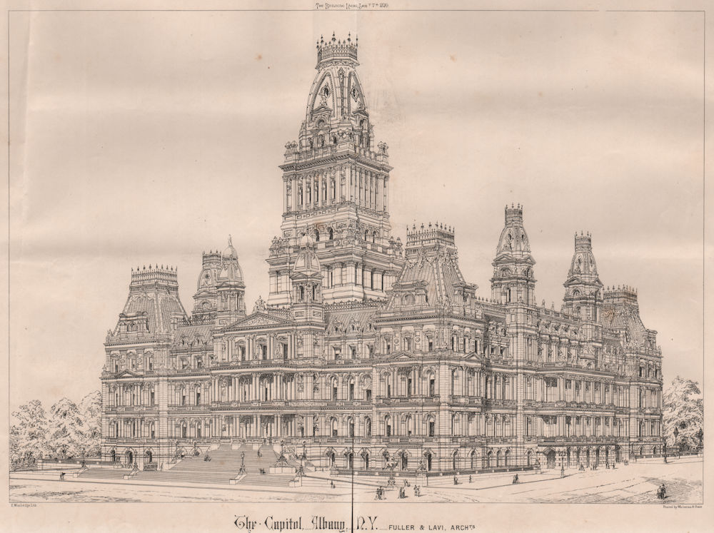 Associate Product The Capital, Albany, N.Y.; Fuller & Lavi, Architects. New York 1870 old print