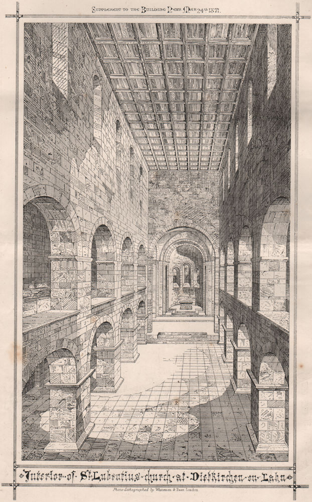 Associate Product Interior of St. Liborius Church at Dielkirchen on Lahn. Germany 1871 old print